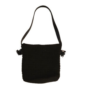 WOMENS The Sak Black woven shoulder bag with beaded tassels.